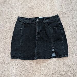 Black Denim Mini Skirt